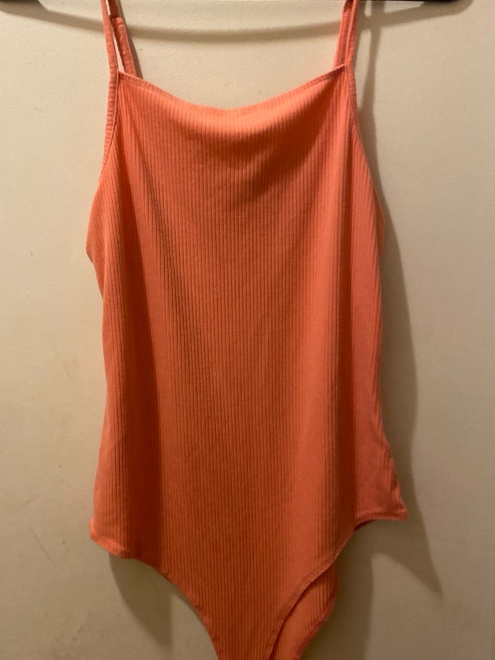 wild fable Ribbed Spaghetti-Strap Bodysuit - Coral Orange